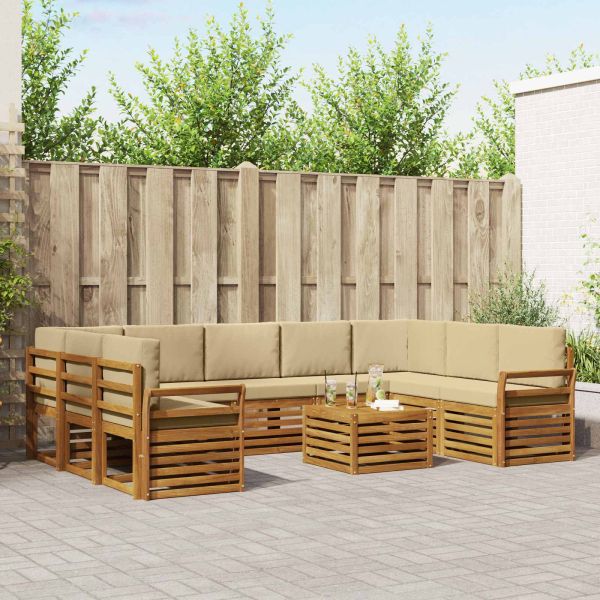 Комплекти дивани с възглавница 10 pcs Натурален и Бежов