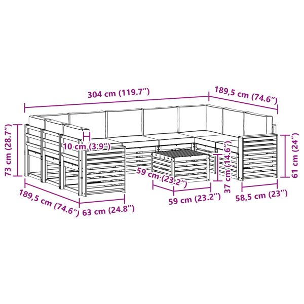 Комплекти дивани с възглавница 10 pcs Естествено и светло сиво