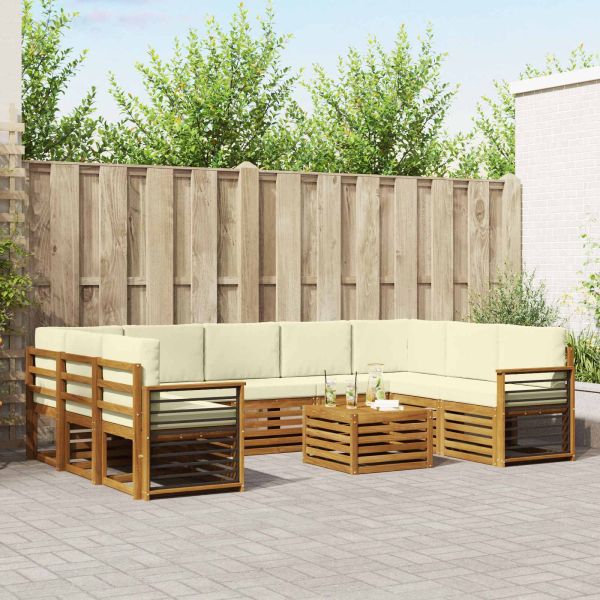 Комплекти дивани с възглавница 10 pcs Натурален и Крема