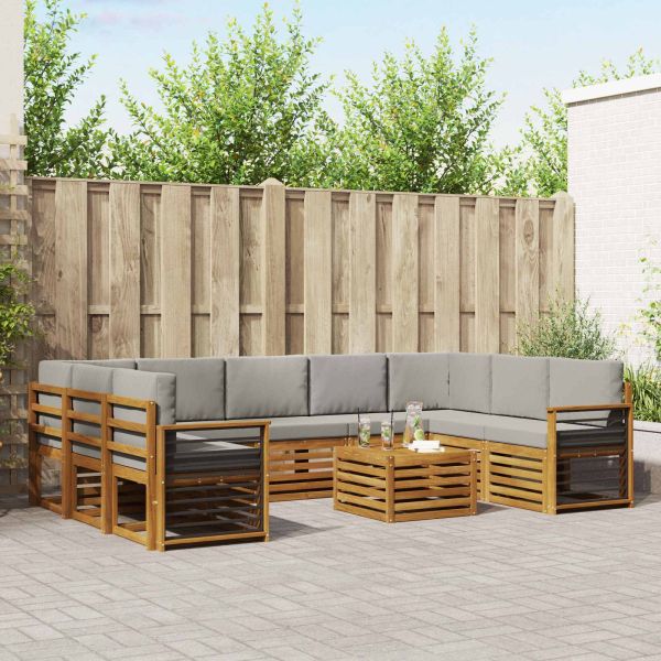 Комплекти дивани с възглавница 10 pcs Естествено и светло сиво