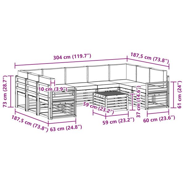Комплекти дивани с възглавница 10 pcs Натурален и Антрацит