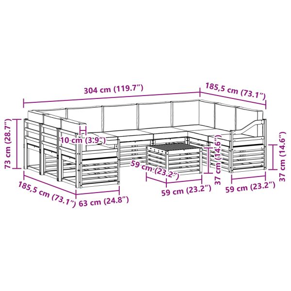 Комплекти дивани с възглавница 10 pcs Естествено и светло сиво