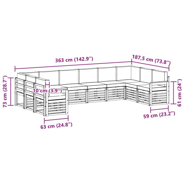 Комплекти дивани с възглавница 10 pcs Натурален и Крема