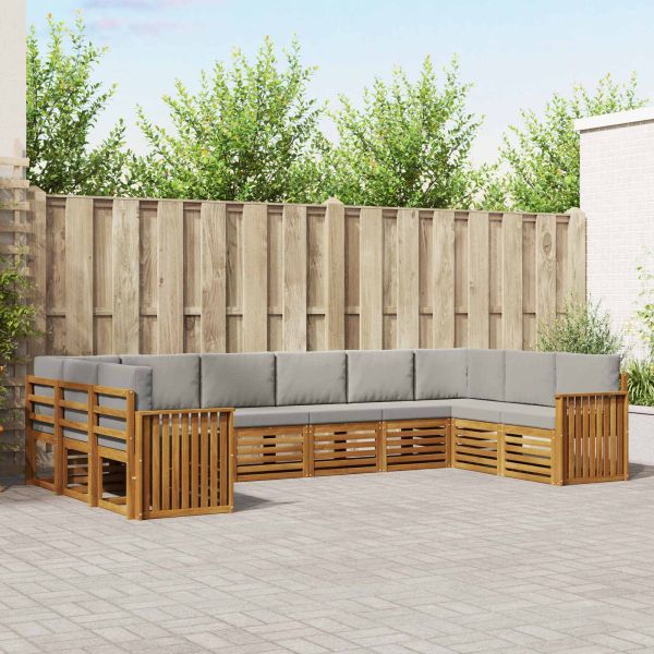 Комплекти дивани с възглавница 10 pcs Естествено и светло сиво