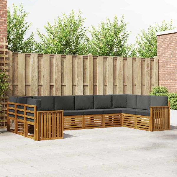 Комплекти дивани с възглавница 10 pcs Натурален и Антрацит