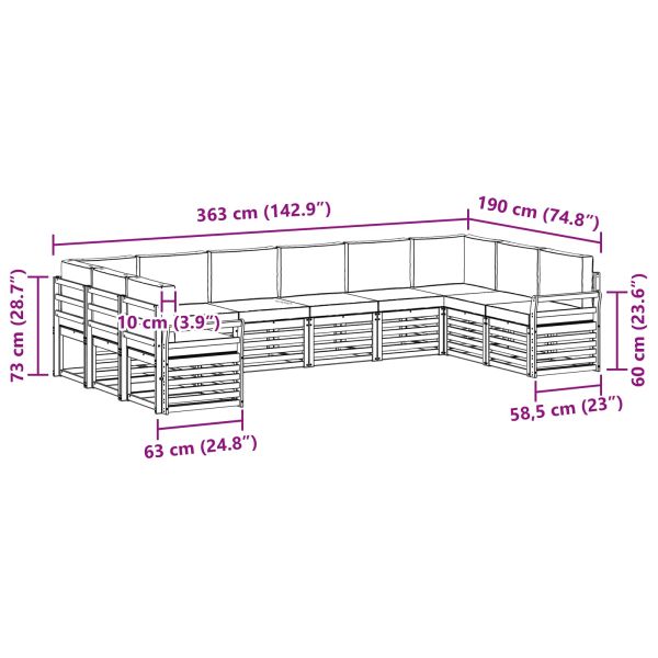 Комплекти дивани с възглавница 10 pcs Естествено и светло сиво