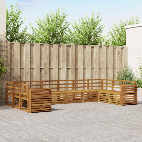 Комплекти дивани 10 pcs Естествен Солидно акациево дърво