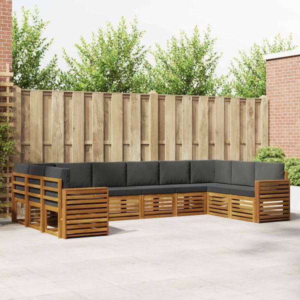 Комплекти дивани с възглавница 10 pcs Натурален и Антрацит