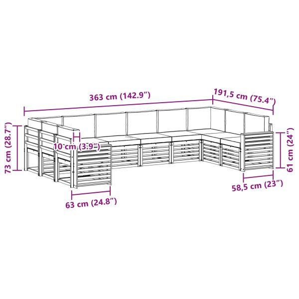 Комплекти дивани с възглавница 10 pcs Натурален и Бежов