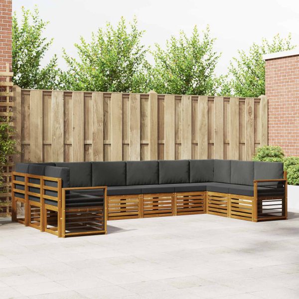 Комплекти дивани с възглавница 10 pcs Натурален и Антрацит