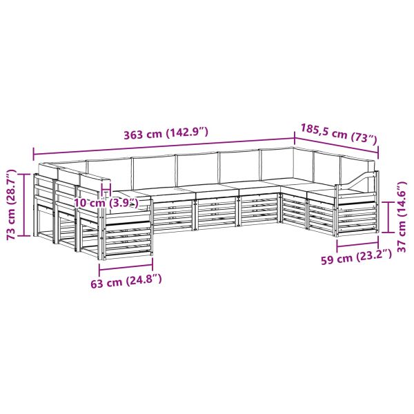 Комплекти дивани с възглавница 10 pcs Натурален и Крема