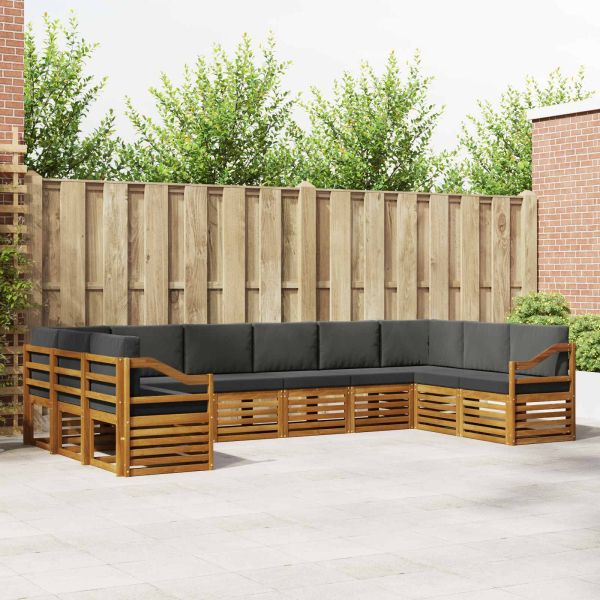 Комплекти дивани с възглавница 10 pcs Натурален и Антрацит