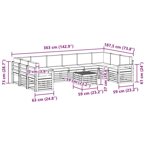 Комплекти дивани с възглавница 11 pcs Натурален и Антрацит