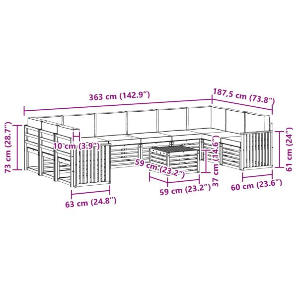 Комплекти дивани с възглавница 11 pcs Натурален и Крема