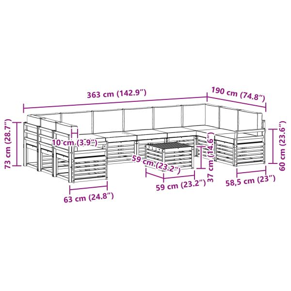 Комплекти дивани с възглавница 11 pcs Натурален и Бежов