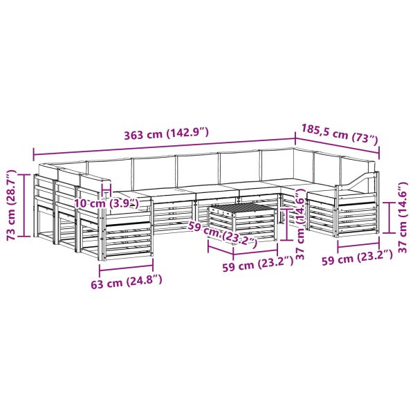 Комплекти дивани с възглавница 11 pcs Натурален и Бежов