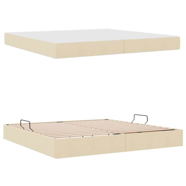 Легло с място за съхранение и матрак с матрак Крем 200 x 200 cm