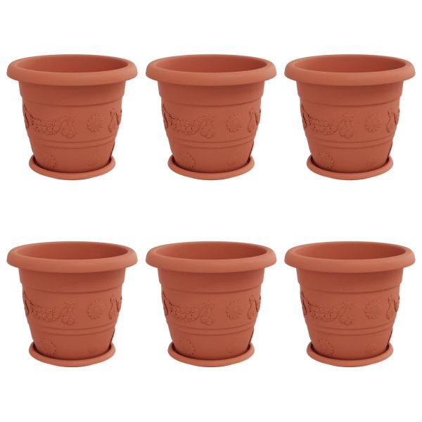 Саксии за растения 6 pcs Червено тухла Ø 26 x 21.5 см Пластмаса