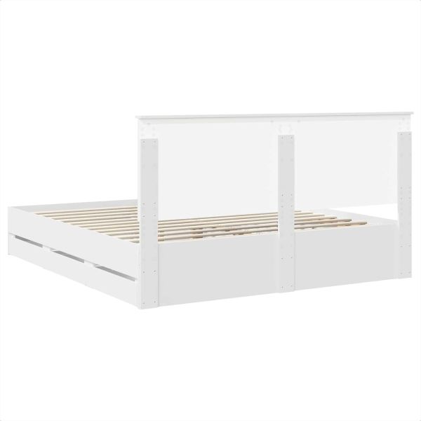 Рамка за легло с чекмедже Бяло 200 x 200 cm Инженерна дървесина