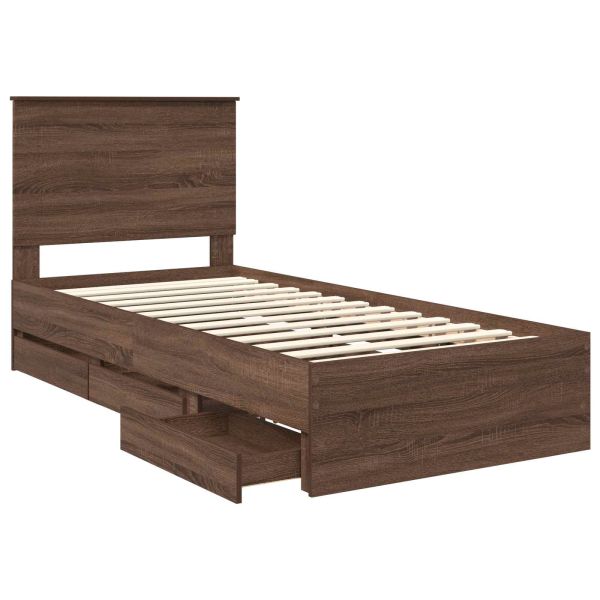 Рамка за легло Кафяв дъб 90 x 190 cm Инженерна дървесина