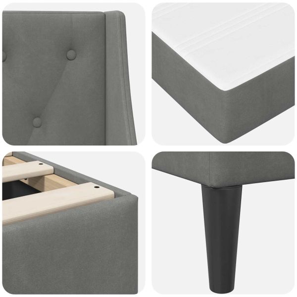 Рамка за легло с матрак с матрак Тъмен сив 90 x 190 cm Кадифе