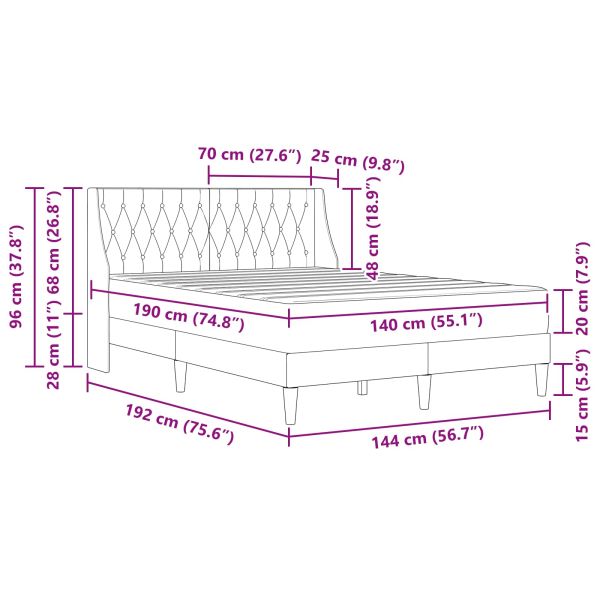 Рамка за легло с матрак Тъмен зелен 140 x 190 cm Кадифе