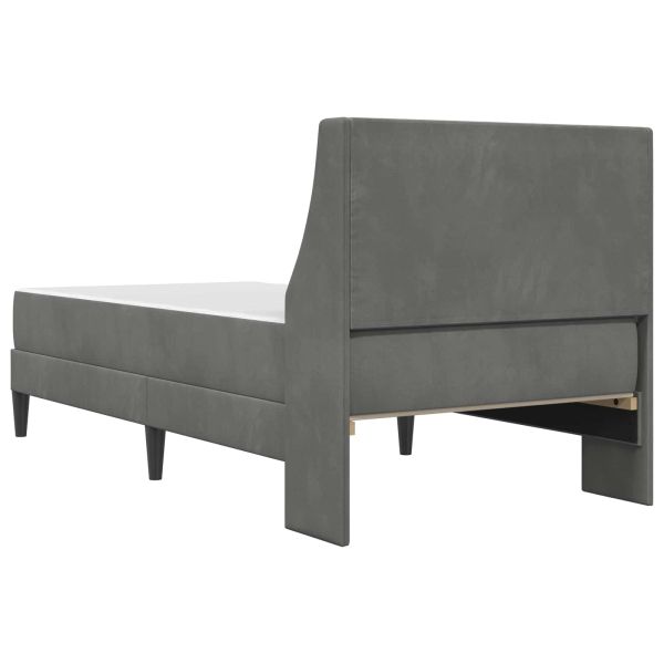 Рамка за легло с матрак с матрак Тъмен сив 90 x 200 cm Кадифе