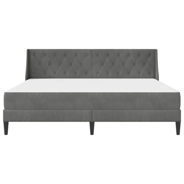 Рамка за легло с матрак с матрак Тъмен сив 200 x 200 cm Кадифе