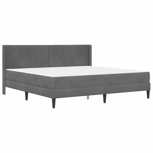 Рамка за легло с матрак с матрак Тъмен сив 200 x 200 cm Кадифе