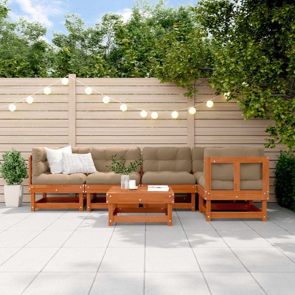 Комплект за почивка в градина 6 pcs Восъчен Кафяв