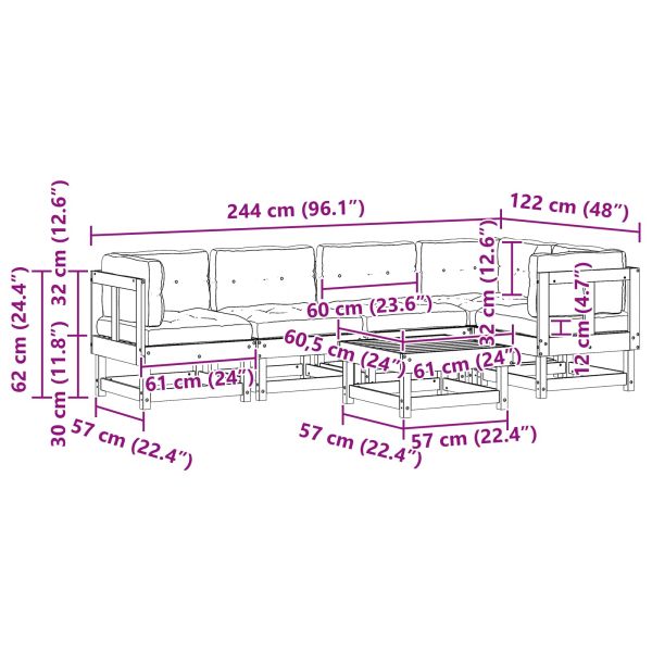 Комплект за почивка в градина 6 pcs Восъчен Кафяв
