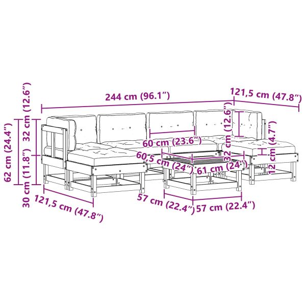 Комплект за почивка в градина 7 pcs Восъчен Кафяв