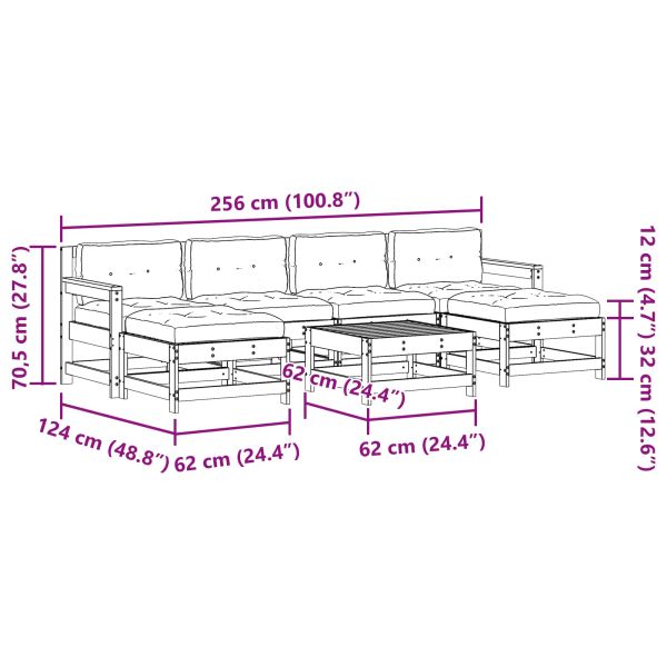 Комплект за почивка в градина 7 pcs Восъчен Кафяв