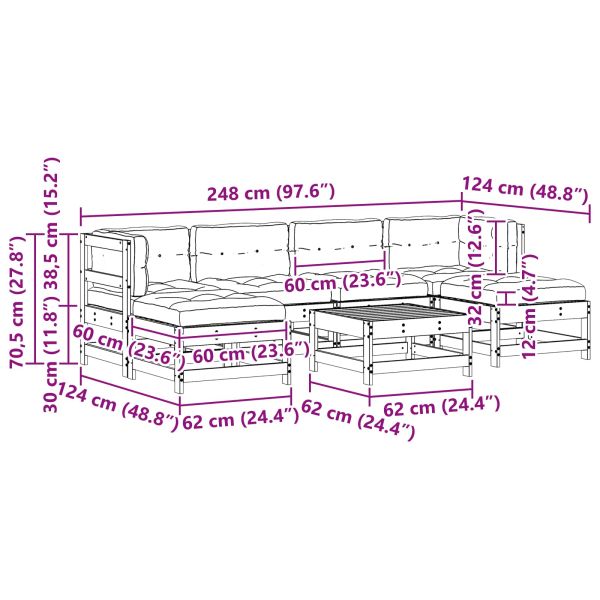 Комплект за почивка в градина 7 pcs Восъчен Кафяв