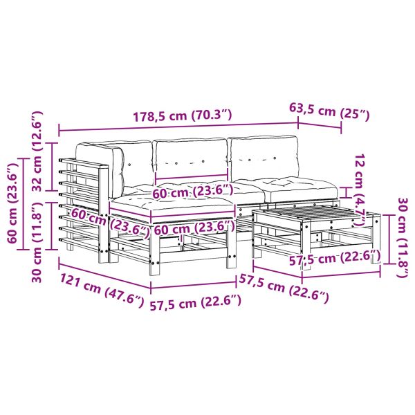 Комплект за почивка в градина 5 pcs Восъчен Кафяв