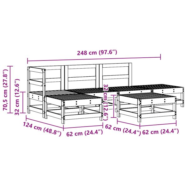 Комплект за почивка в градина 6 pcs Восъчен Кафяв