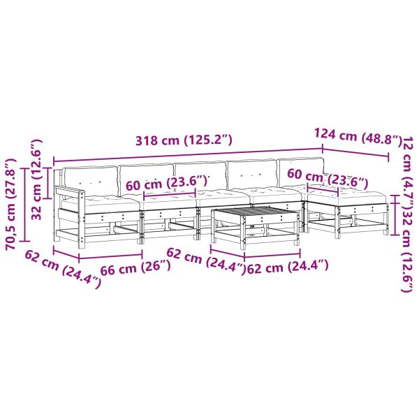 Комплект за почивка в градина 7 pcs Восъчен Кафяв