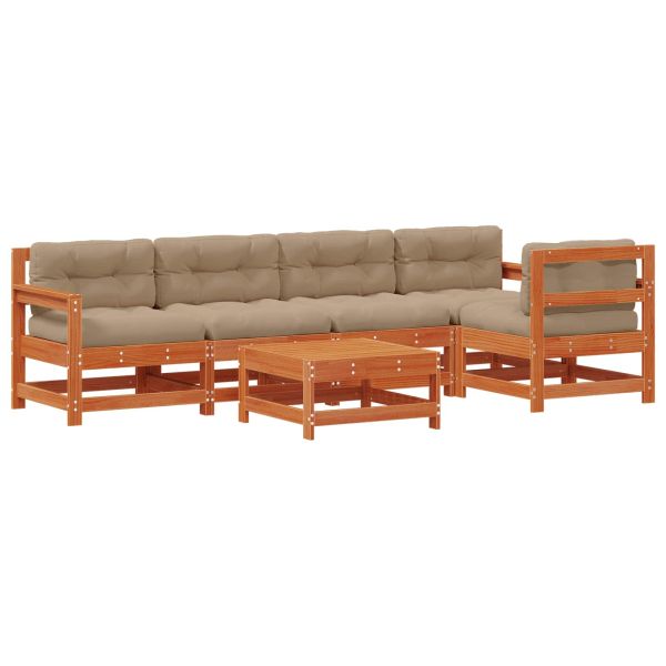 Комплект за почивка в градина 6 pcs Восъчен Кафяв