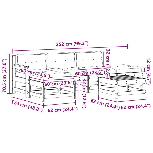 Комплект за почивка в градина 6 pcs Восъчен Кафяв