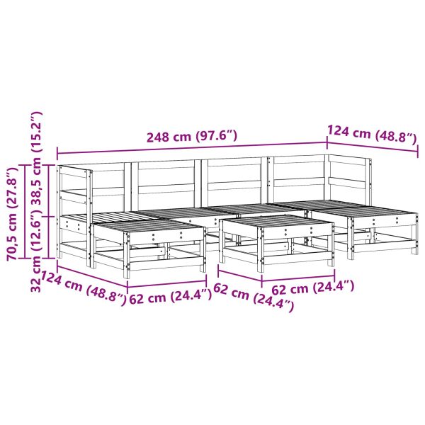 Комплект за почивка в градина 7 pcs Восъчен Кафяв