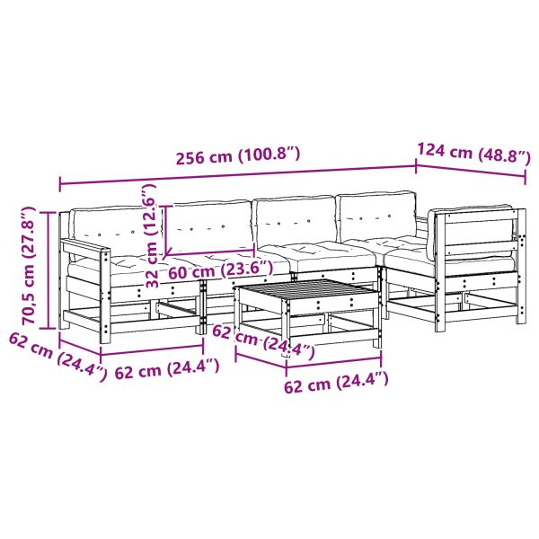 Комплект за почивка в градина 6 pcs Восъчен Кафяв