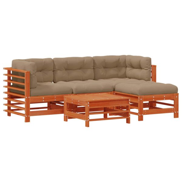 Комплект за почивка в градина 5 pcs Восъчен Кафяв