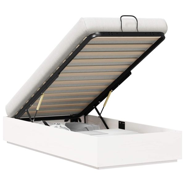 Отоманско легло със съхранение Бял 80 x 200 cm Масивна боровина