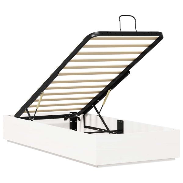 Отоманско легло със съхранение Бял 80 x 200 cm Масивна боровина