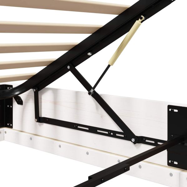 Отоманско легло със съхранение Бял 80 x 200 cm Масивна боровина