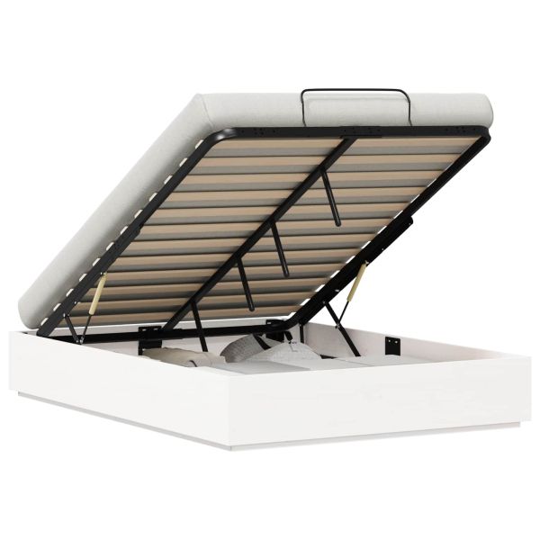 Отоманско легло Бял 140 x 200 cm Масивна боровина