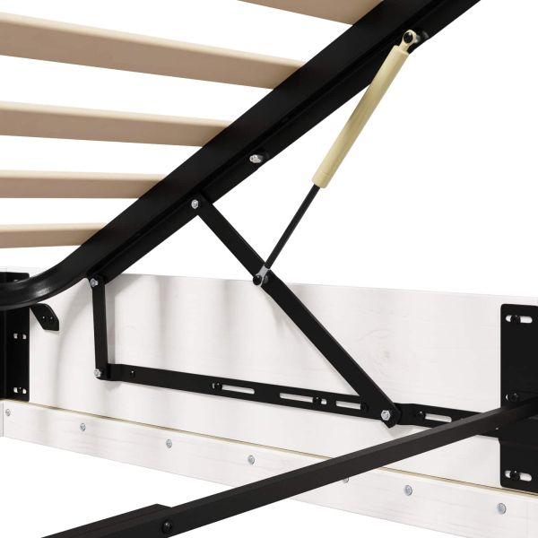 Отоманско легло Бял 140 x 200 cm Масивна боровина