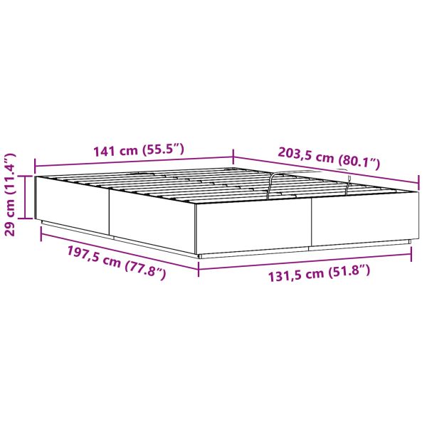 Отоманско легло Бял 140 x 200 cm Масивна боровина