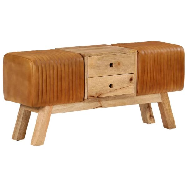 Пейка гимнастическа кафява 107 см естествена козя кожа и манго