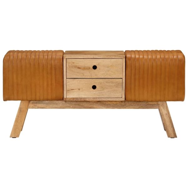 Пейка гимнастическа кафява 107 см естествена козя кожа и манго